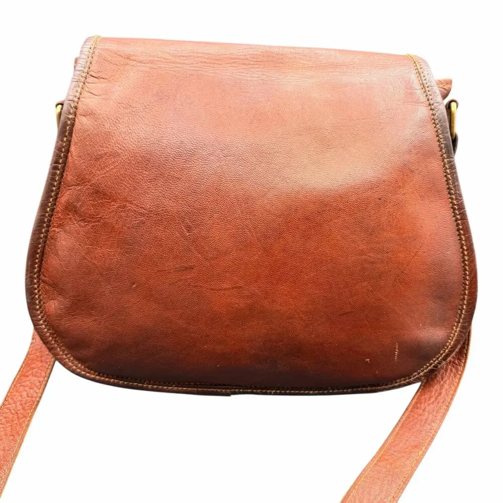 Firu Handmade Leather Crossbody Satchel Brown Buckle Messenger Bag